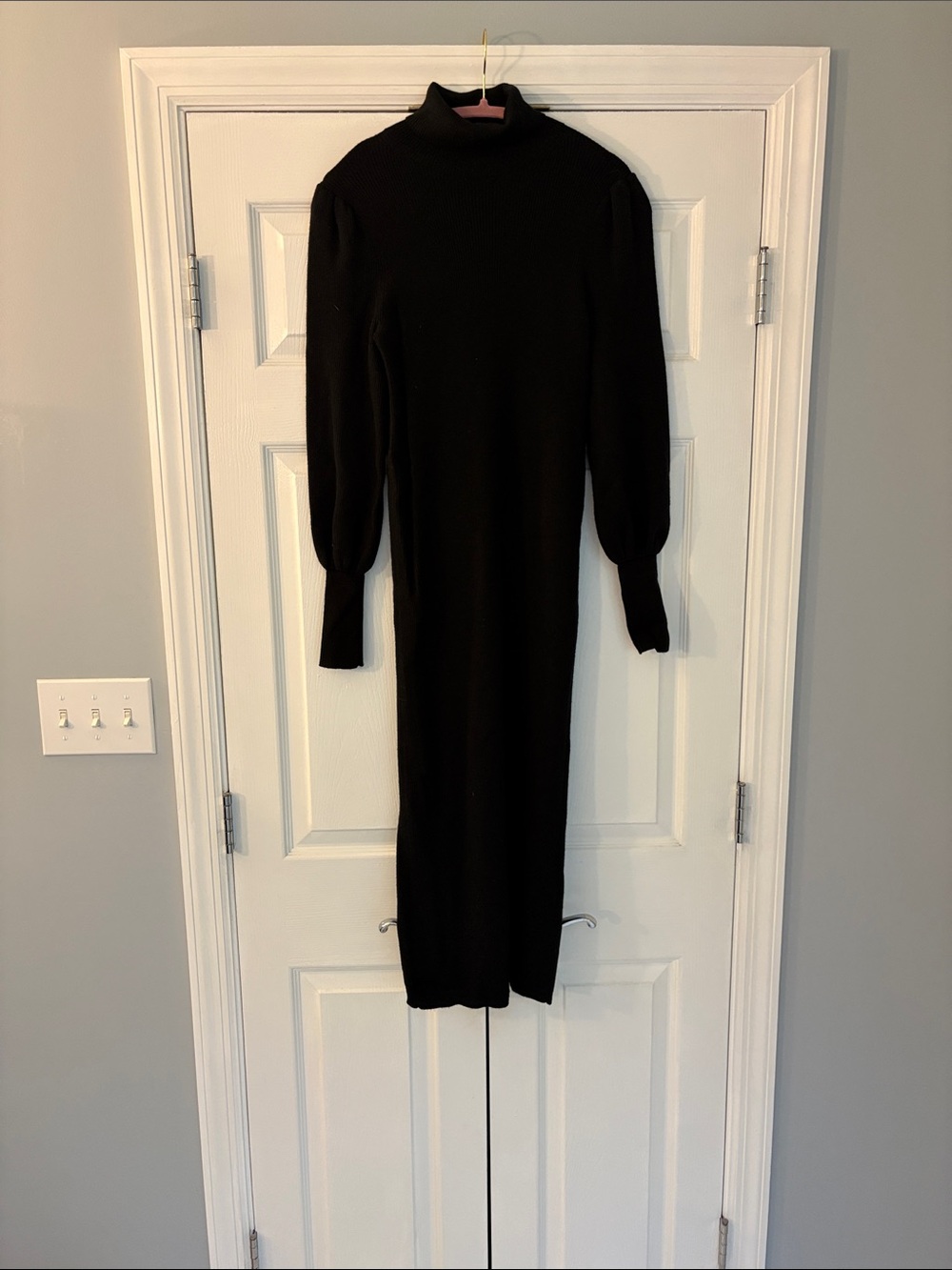 Maternity Black Turtleneck Long Sleeve Knit Dress - Women's